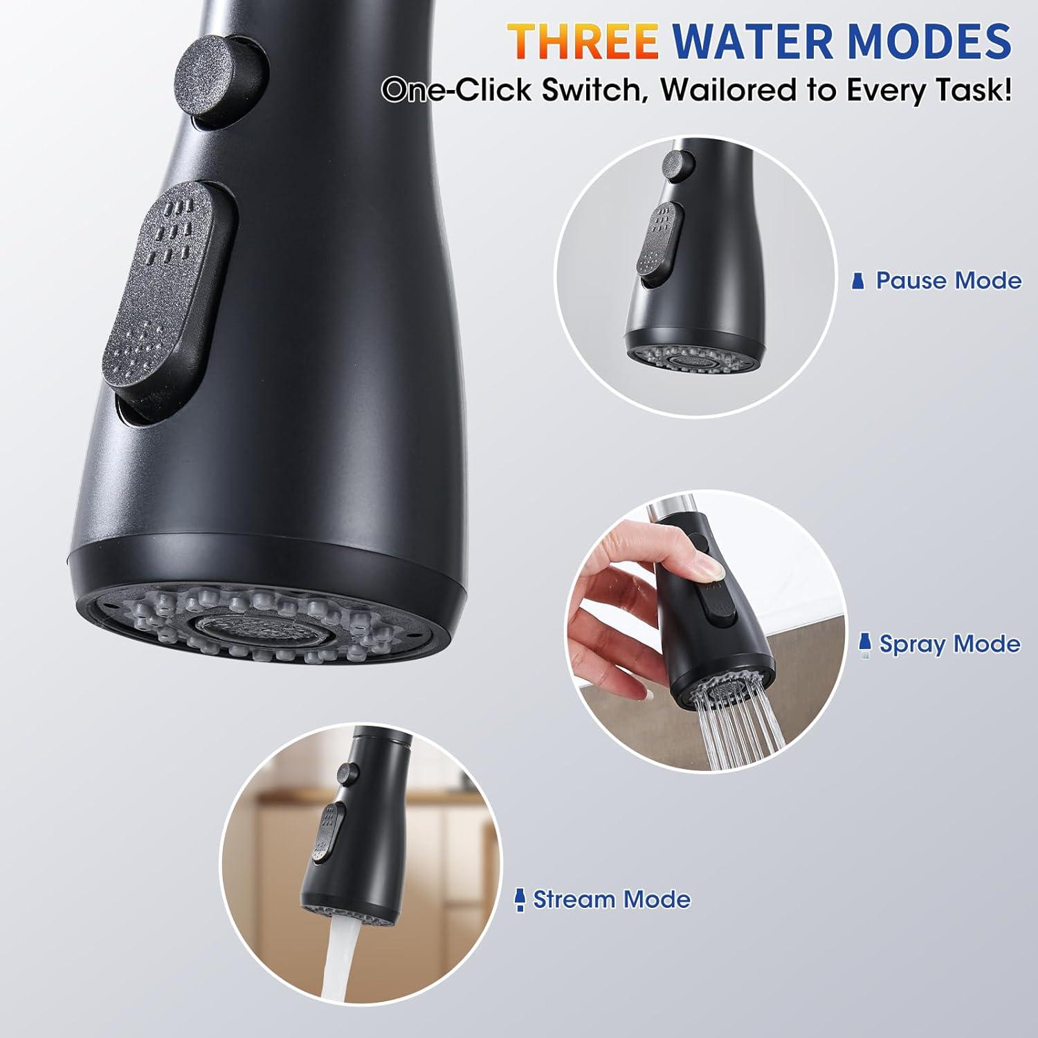 GAGALIFE Single Handle Pull Down Sprayer Kitchen Faucet High Arc Stainless Steel Faucet with 3-Function Sprayer JJL-CL-PT-SDP-G