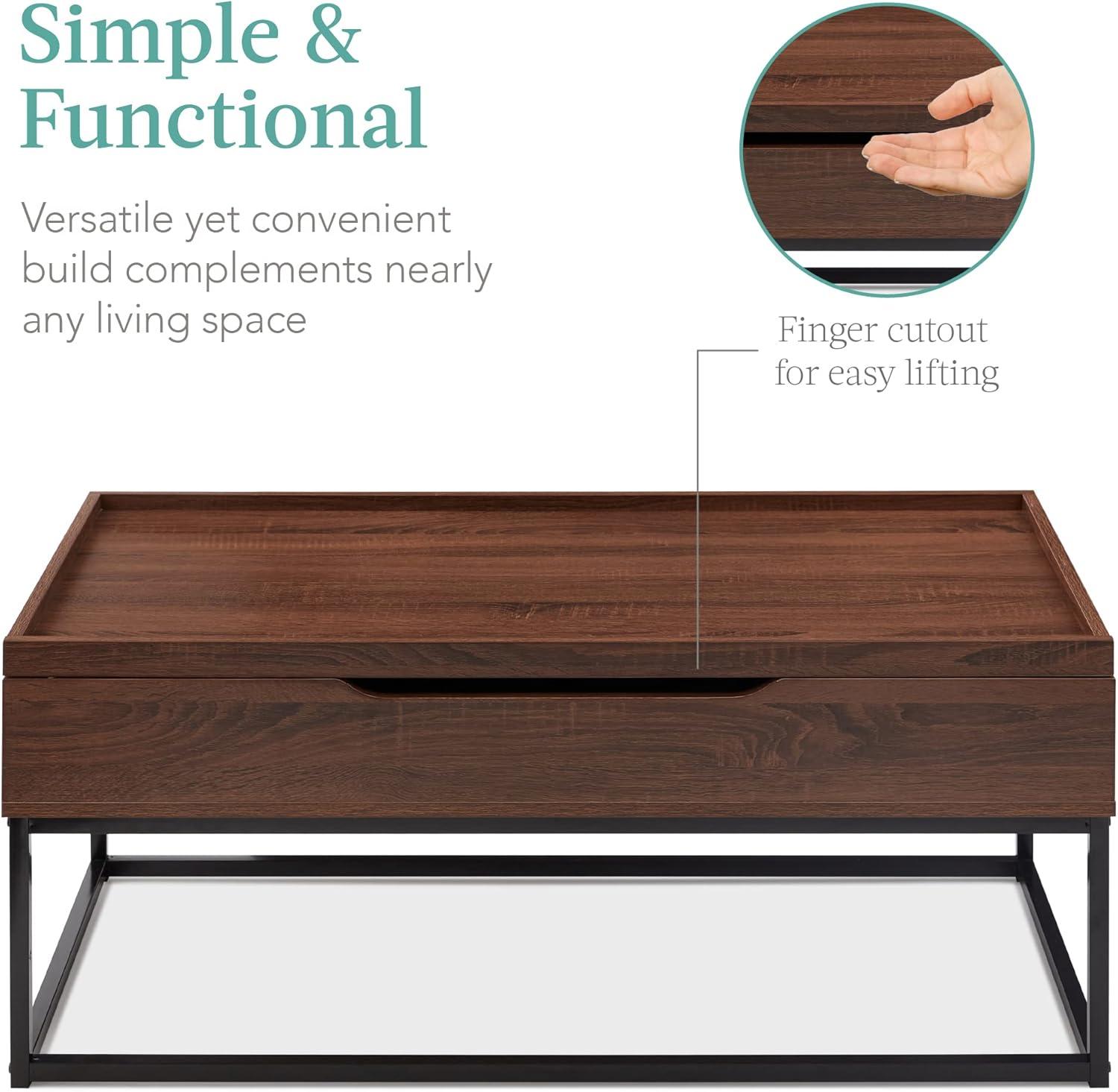 Best Choice Products 44in Lift Top Coffee Table for Living Room w/ Tray Edge Tabletop, Wood-Grain Finish