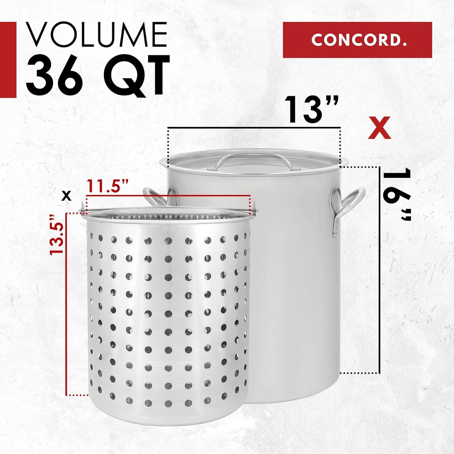 Concord 36 Quart Stainless Steel Stock Pot with Basket Insert