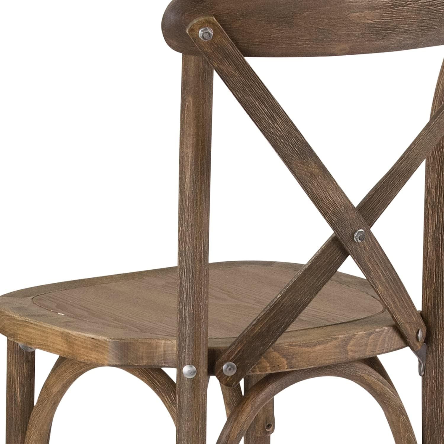 Flash Furniture HERCULES Series Dark Antique Wood Cross Back Barstool