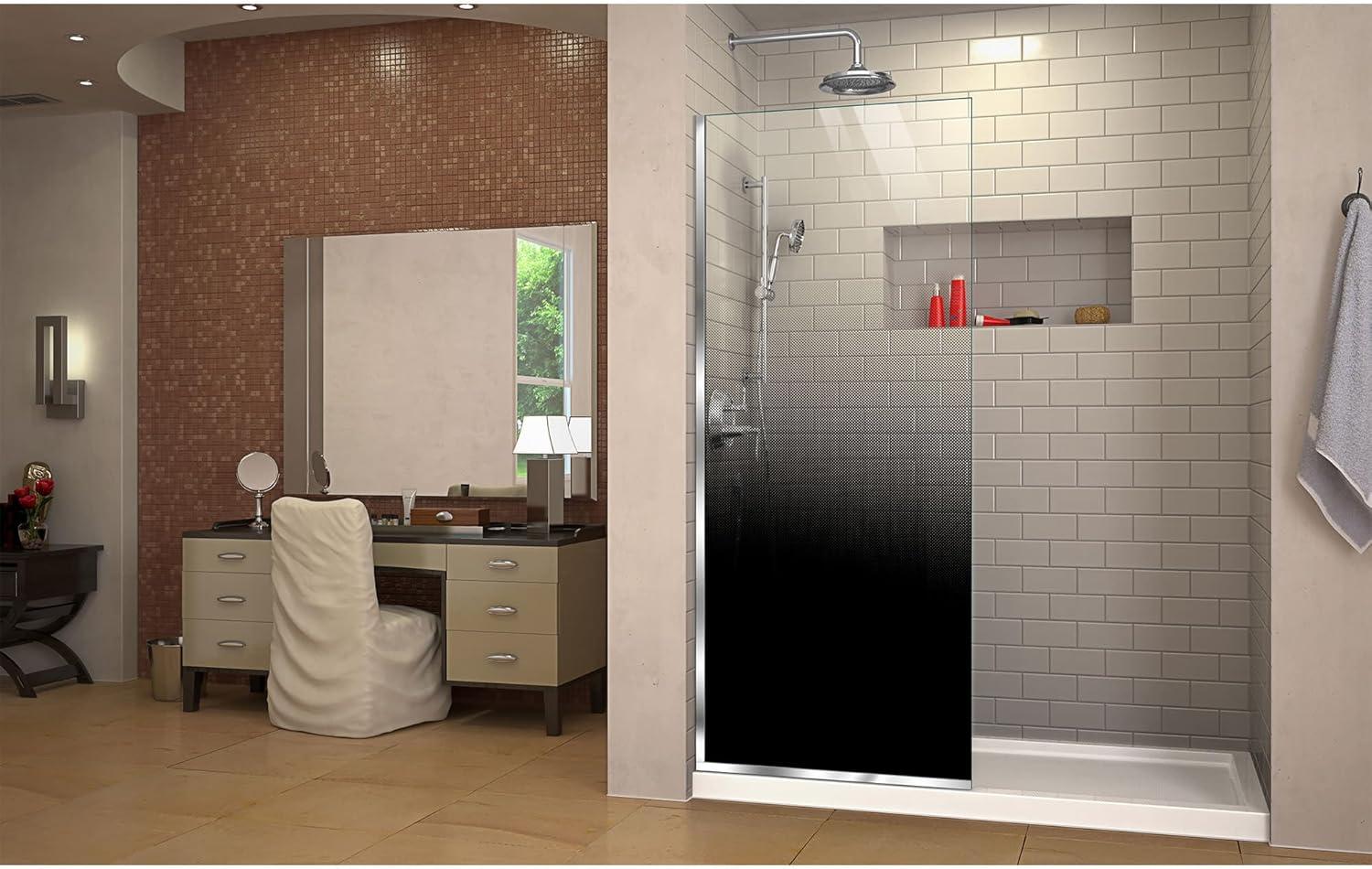 Linea Ombre 34" W x 72" H Frameless Fixed Glass Panel with ClearMax Technology