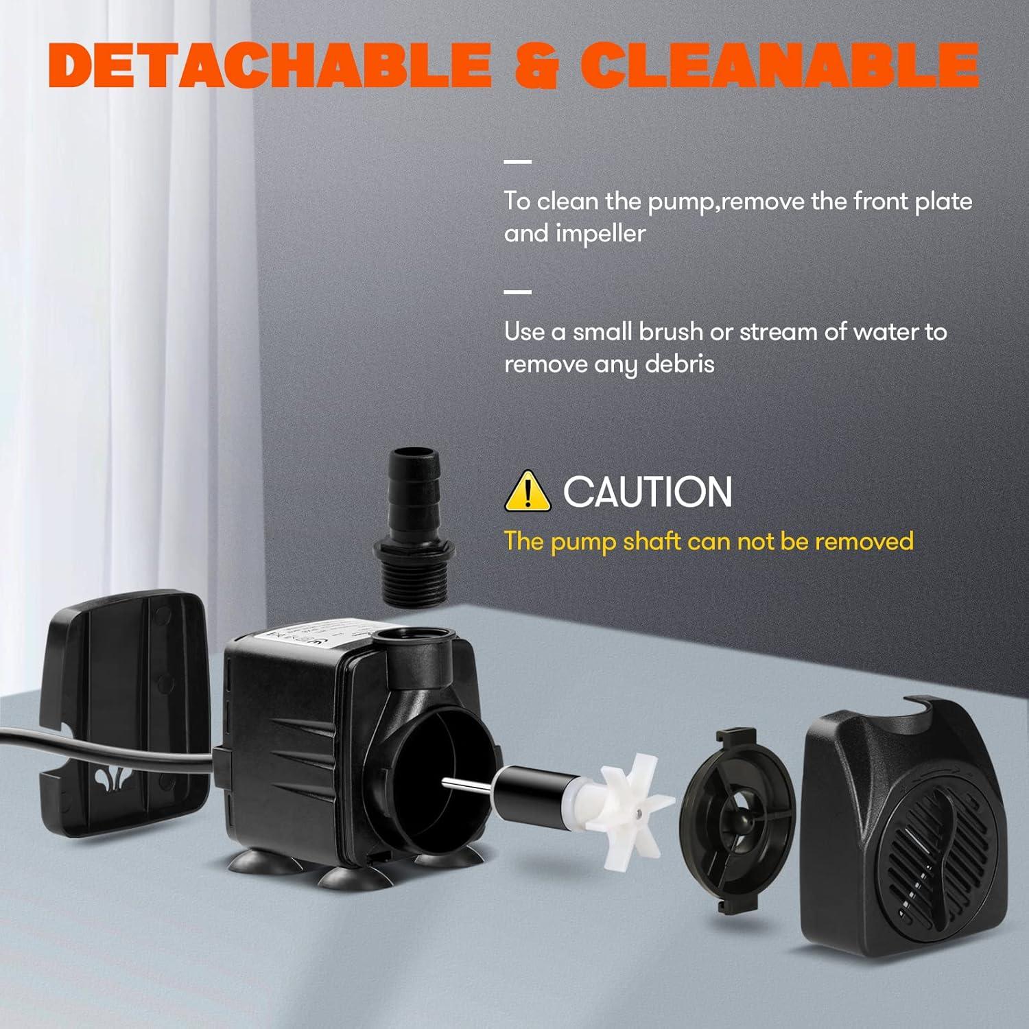 Simple Deluxe 200 GPH Submersible Water Pump Power Head with Adjustable Intake for Fish Tank, Hydroponics