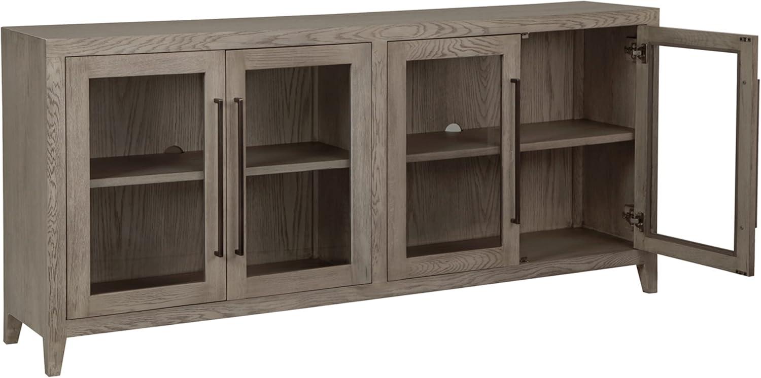 Dalenville 80" Gray Oak Veneer Glass-Front Accent Cabinet