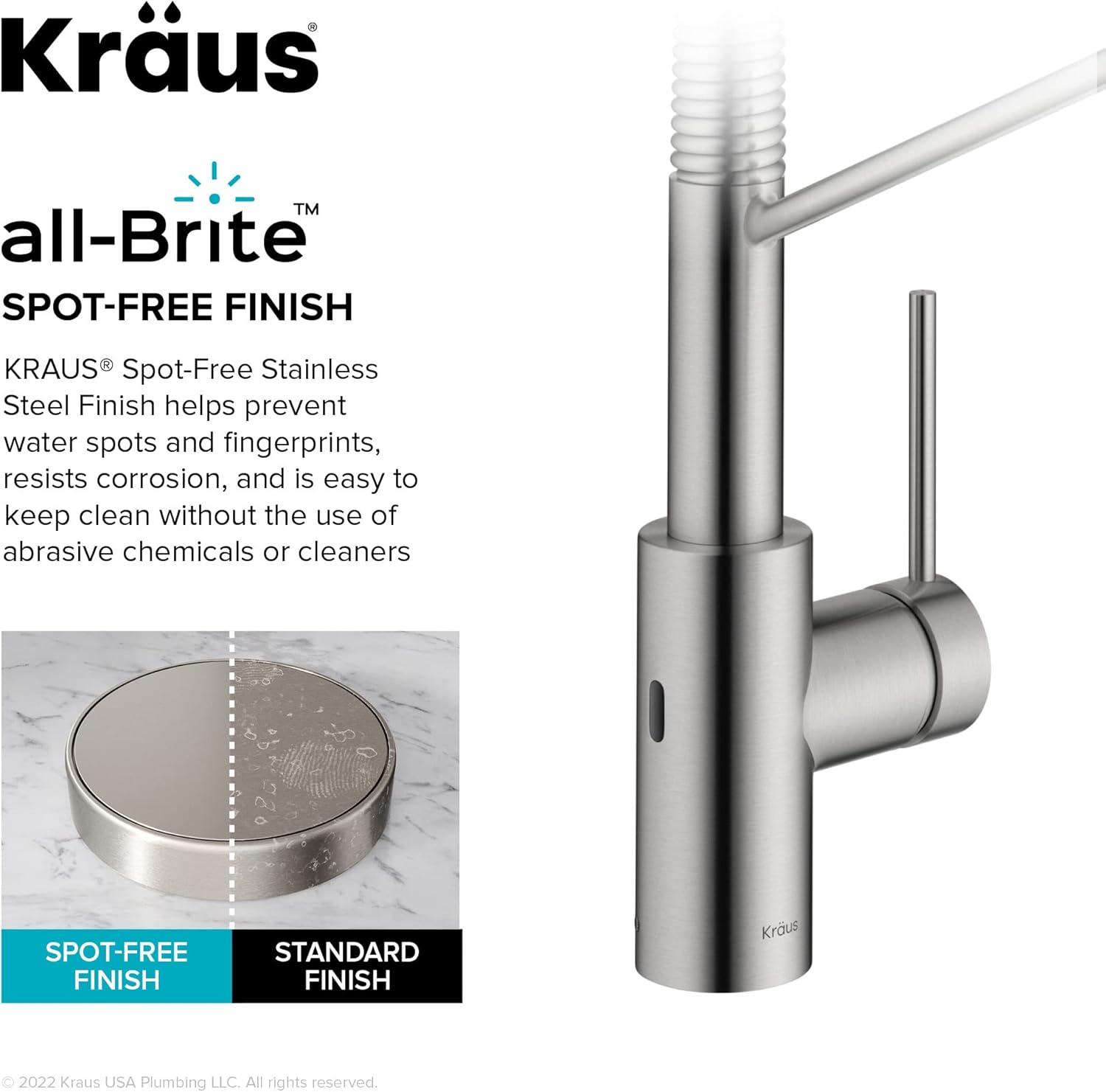 KRAUS Oletto Touchless Sensor Commercial Pull-Down Single Handle Kitchen Faucet with QuickDock Top Mount Assembly