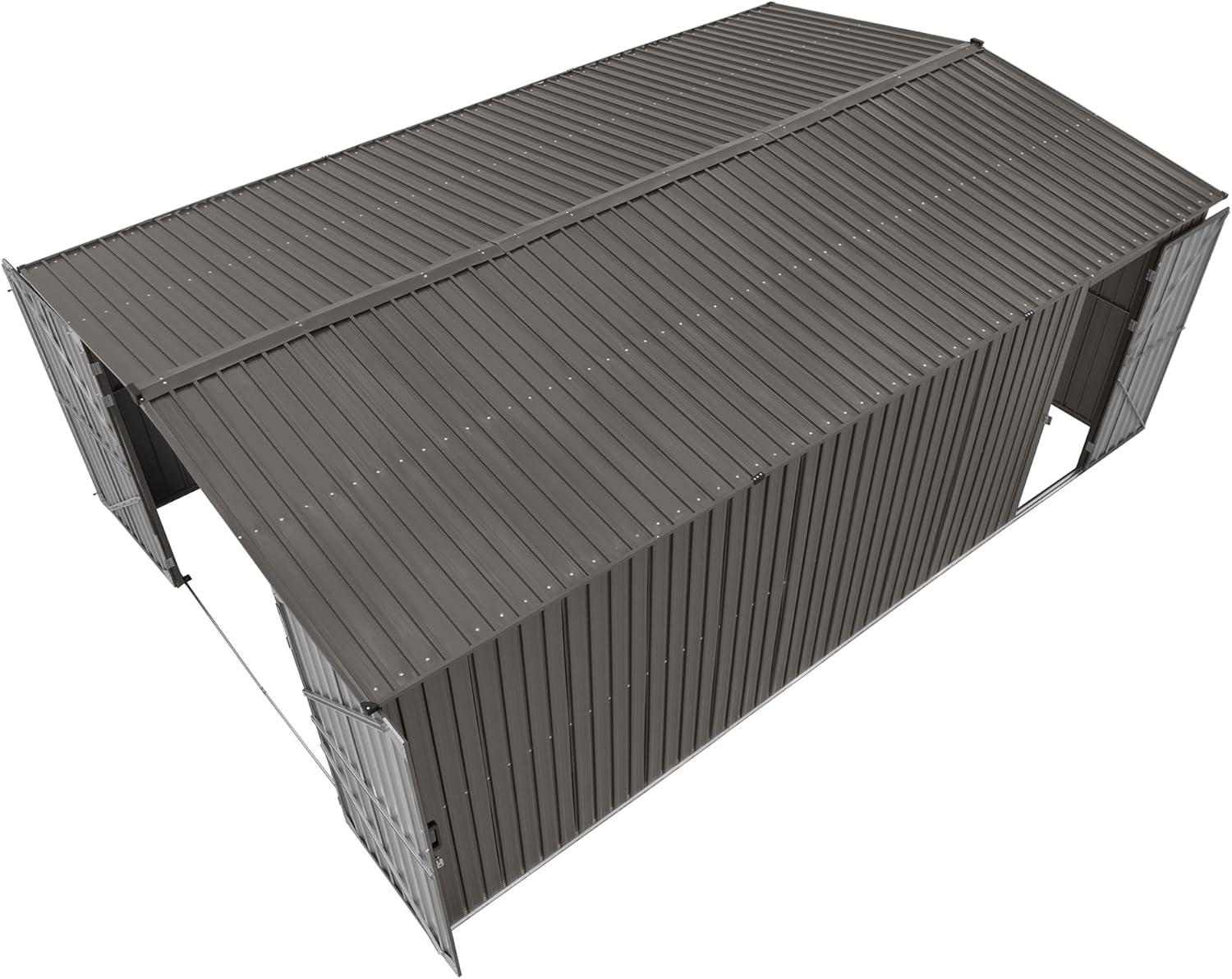 Sunjoy Sunjoy Outdoor Storage Shed 10 x 20 ft. Carport, Patio Metal Utility Large Storage Shed Garage with 2 Doors and 4 Vents, for Car, Truck, Bike, Garbage Can, Tool, Lawnmower