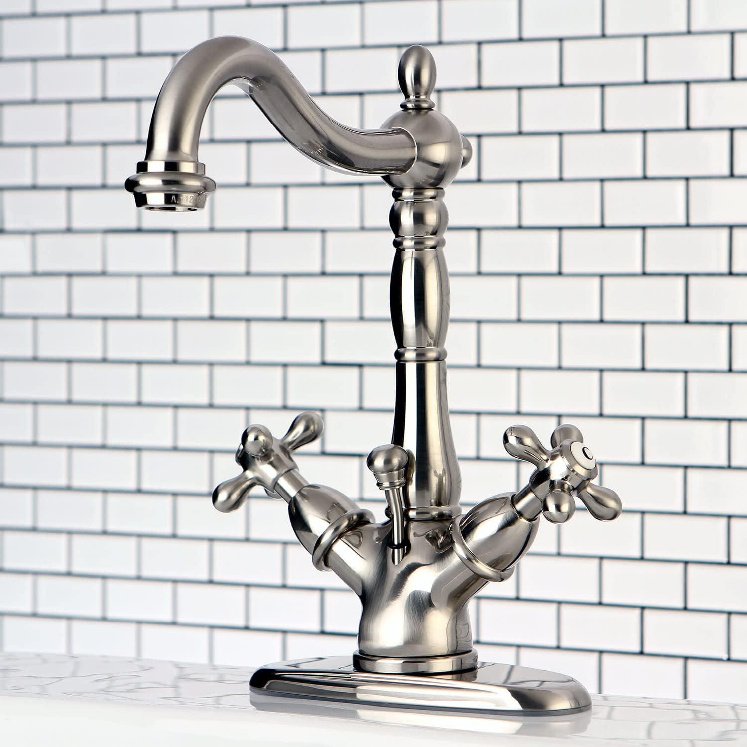 Heritage Mono Deck Bathroom Faucet with Brass Pop-Up Drain