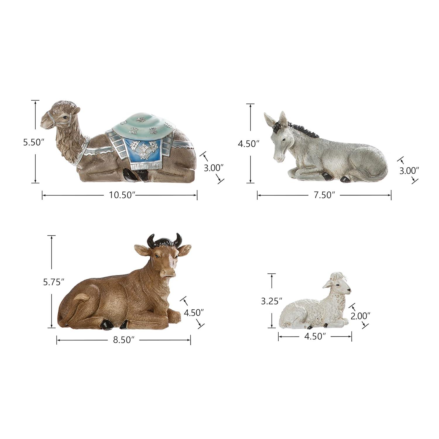 Deluxe Blue Resin Nativity Figurine Set with 12 Pieces
