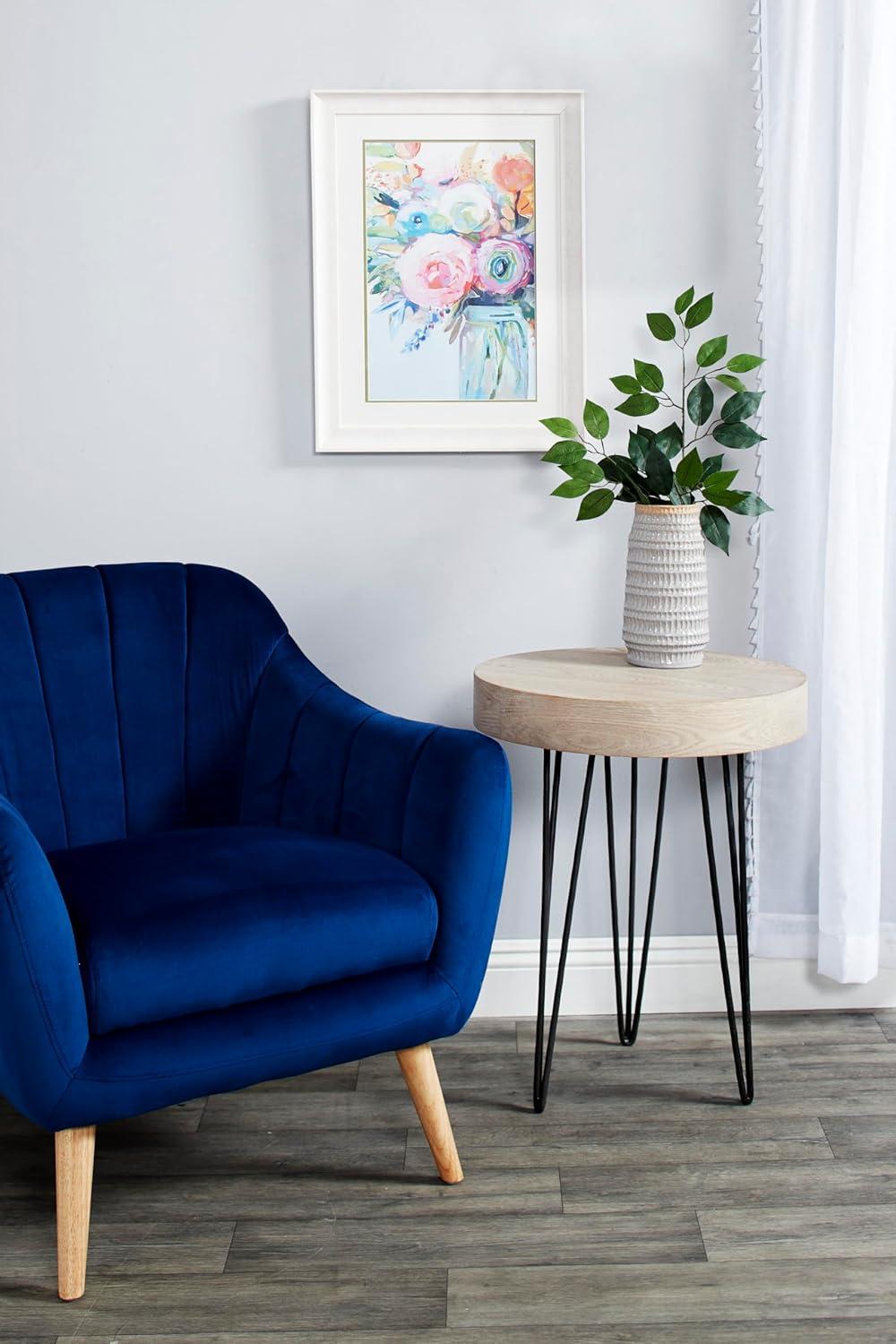 Union Rustic Villalpando Wooden Side End Brown Accent Table with Black Metal Hairpin Legs