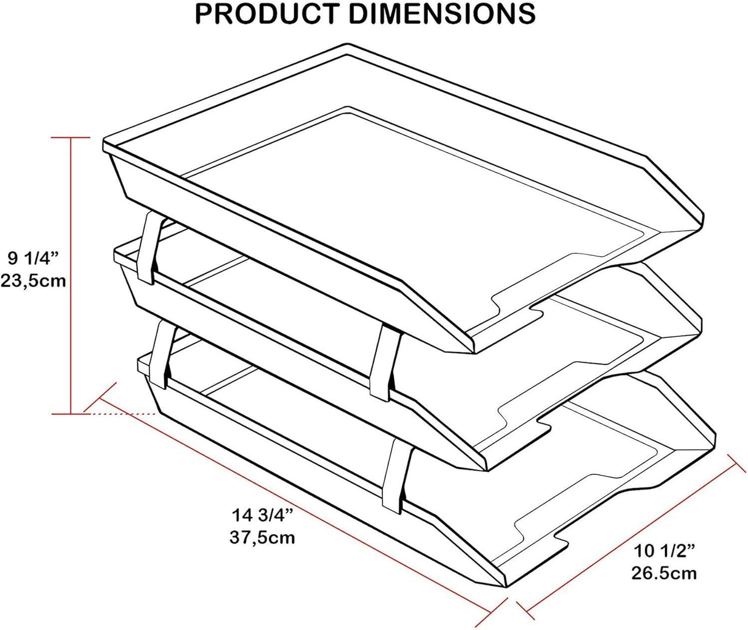 Clear Smoke Plastic 3-Tier Letter Tray with Aluminum Brackets