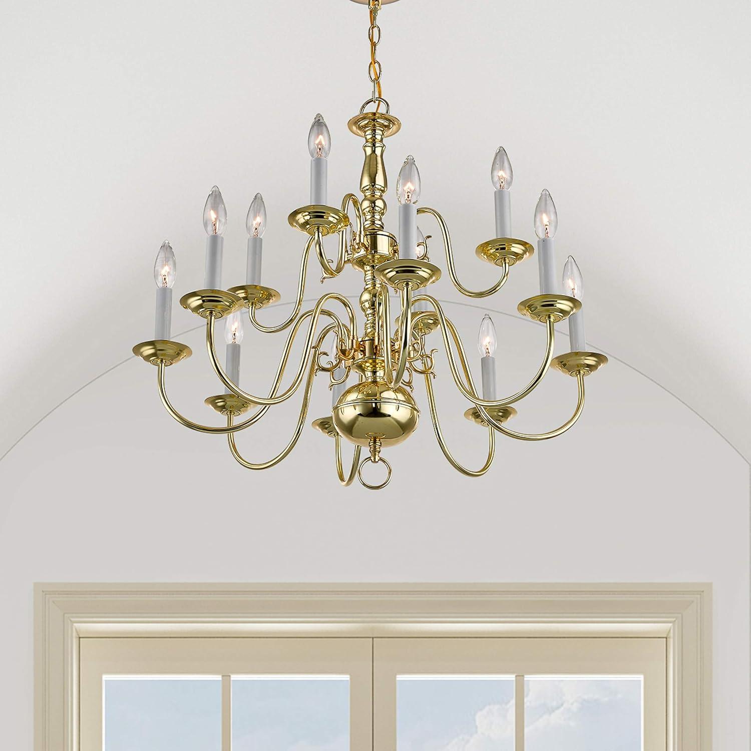 Livex Lighting Williamsburgh 12 - Light Chandelier in  Polished Brass