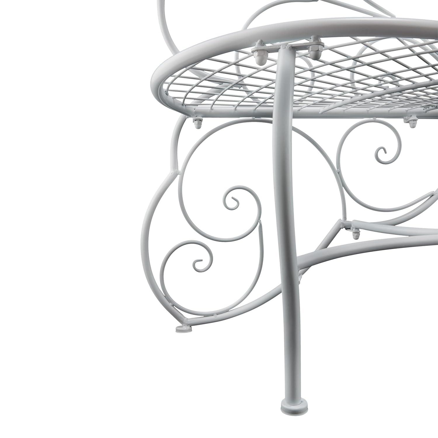 38" x 62" Metal Butterfly Outdoor Bench White - Alpine Corporation: Weather-Resistant, Garden Seating