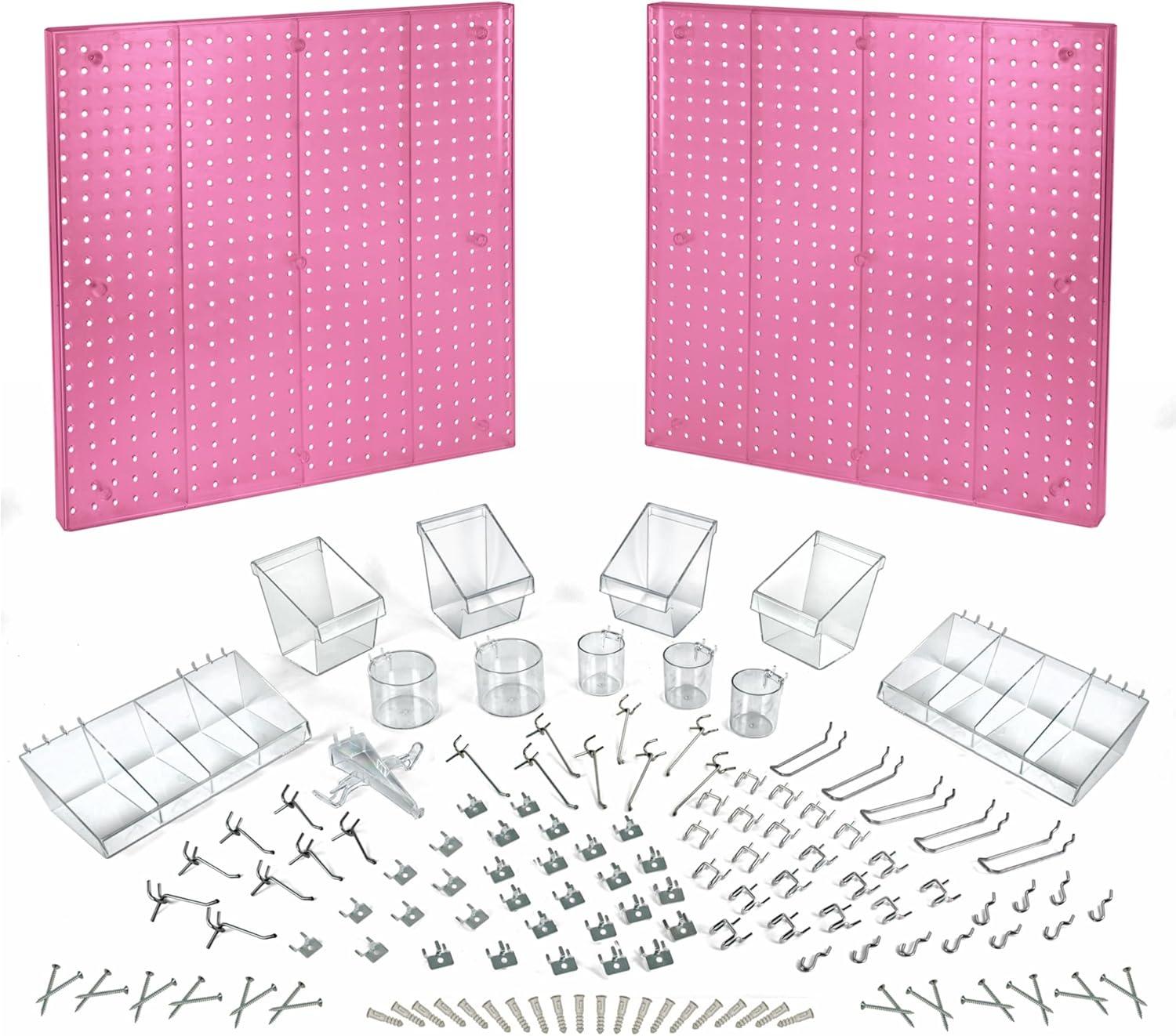 Azar Displays 900988-PNK 125-Piece Pegboard Organizer Kit (2 - 24"x24")