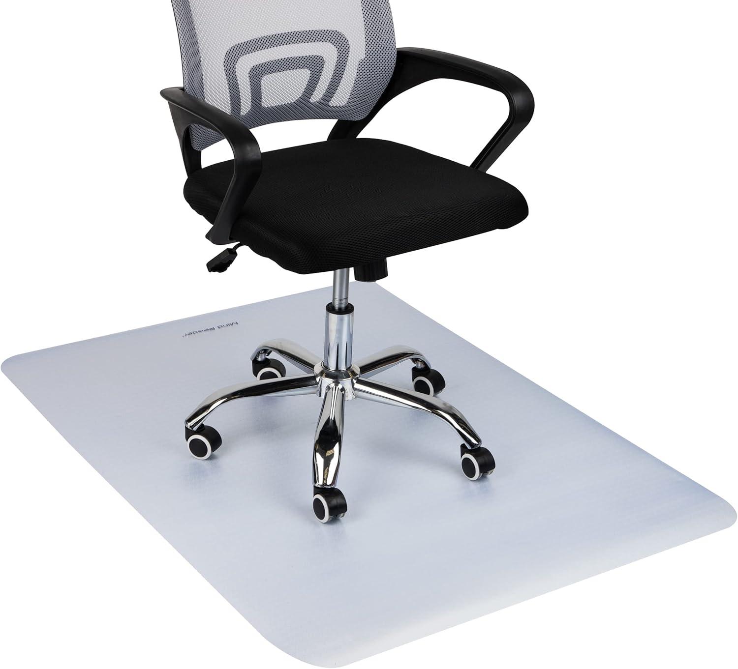 Mind Reader Office Chair Mat for Hardwood Floors, Under Desk Floor Protector, Rolling, PVC, 47"L x 35.25"W x 0.125"H, Clear