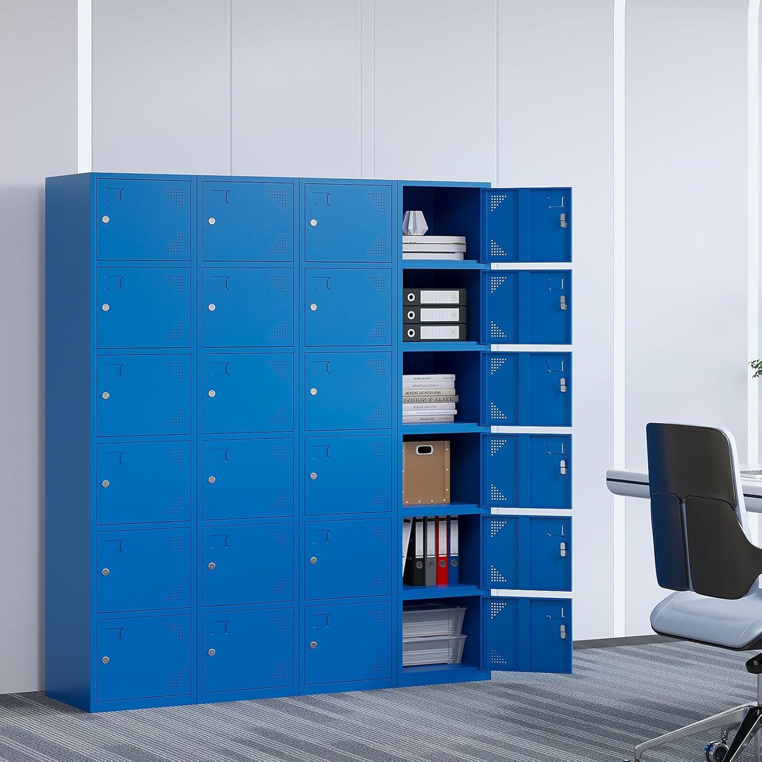 SISESOL Metal Locker Storage Cabinet with Doors and Shelves Metal Lockers with 6 Doors,71" Lockable Small Locker Storage Cabinet for Employees,School, Office, Home, Gym (Gray)