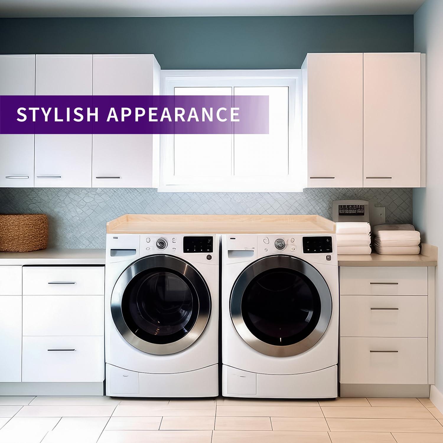 Washer Dryer 54 inch Countertop with Safety Ledge for Laundry Room Organization, Light Wood, LF-WDCT1C