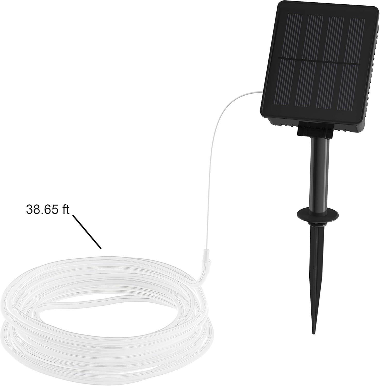 Pure Garden  Outdoor Solar Rope Light-Solar Powered Cable String 100 LED Lights with 8 Modes - Cool White