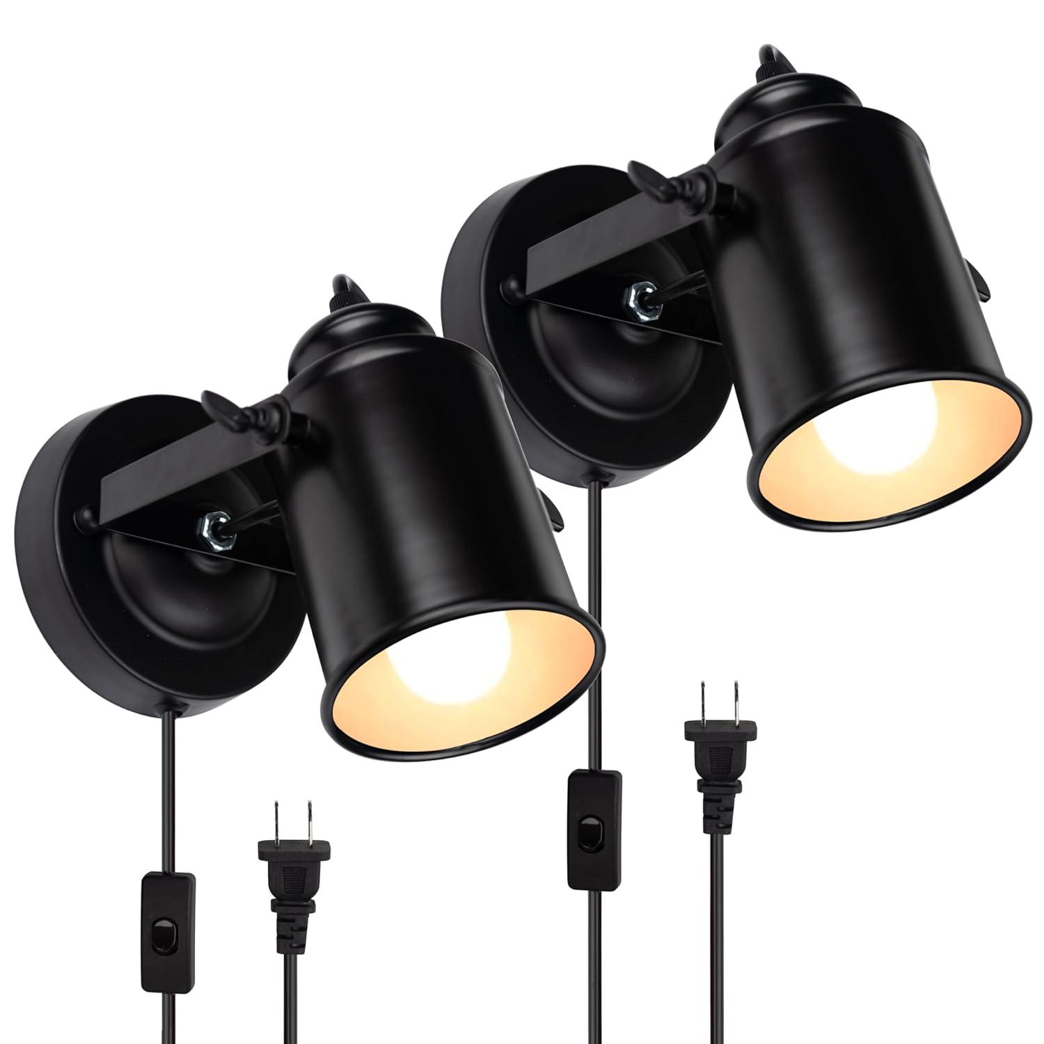 TISLYCO Industrial Vintage Ceiling Spotlight Lamp, Adjustable Black Wall Lamp/Ceiling Light Barn Door Design Spot Lights Indoor Lighting for Hallway Art Light Stage Spotlight Living Room Theatre