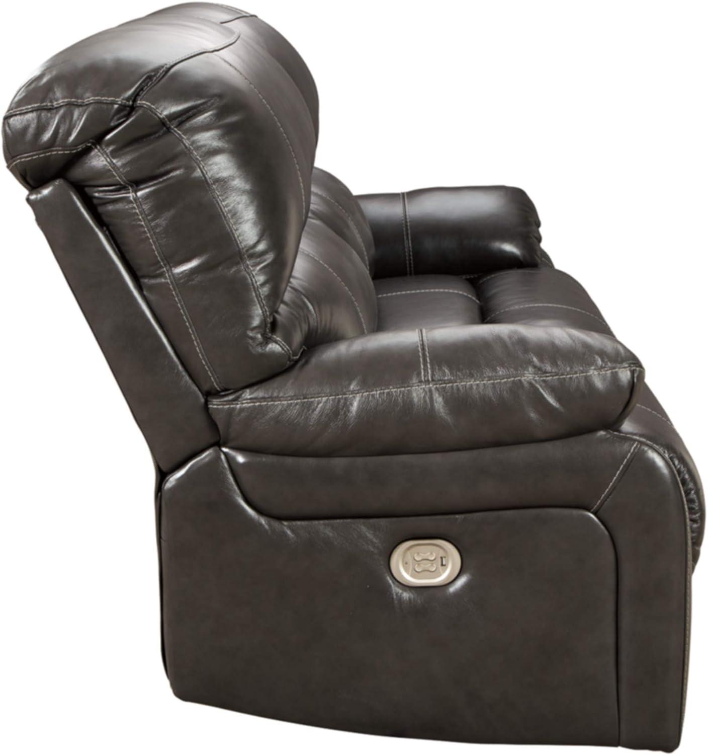 Gray Faux Leather Power Reclining Sofa with Pillow-top Arms