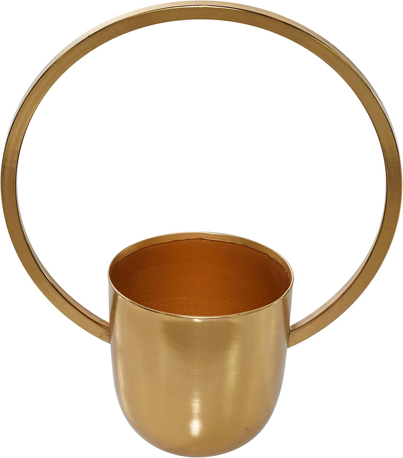 Round Gold Metal Ring Wall Planter, Set Of 2: 11", 14"