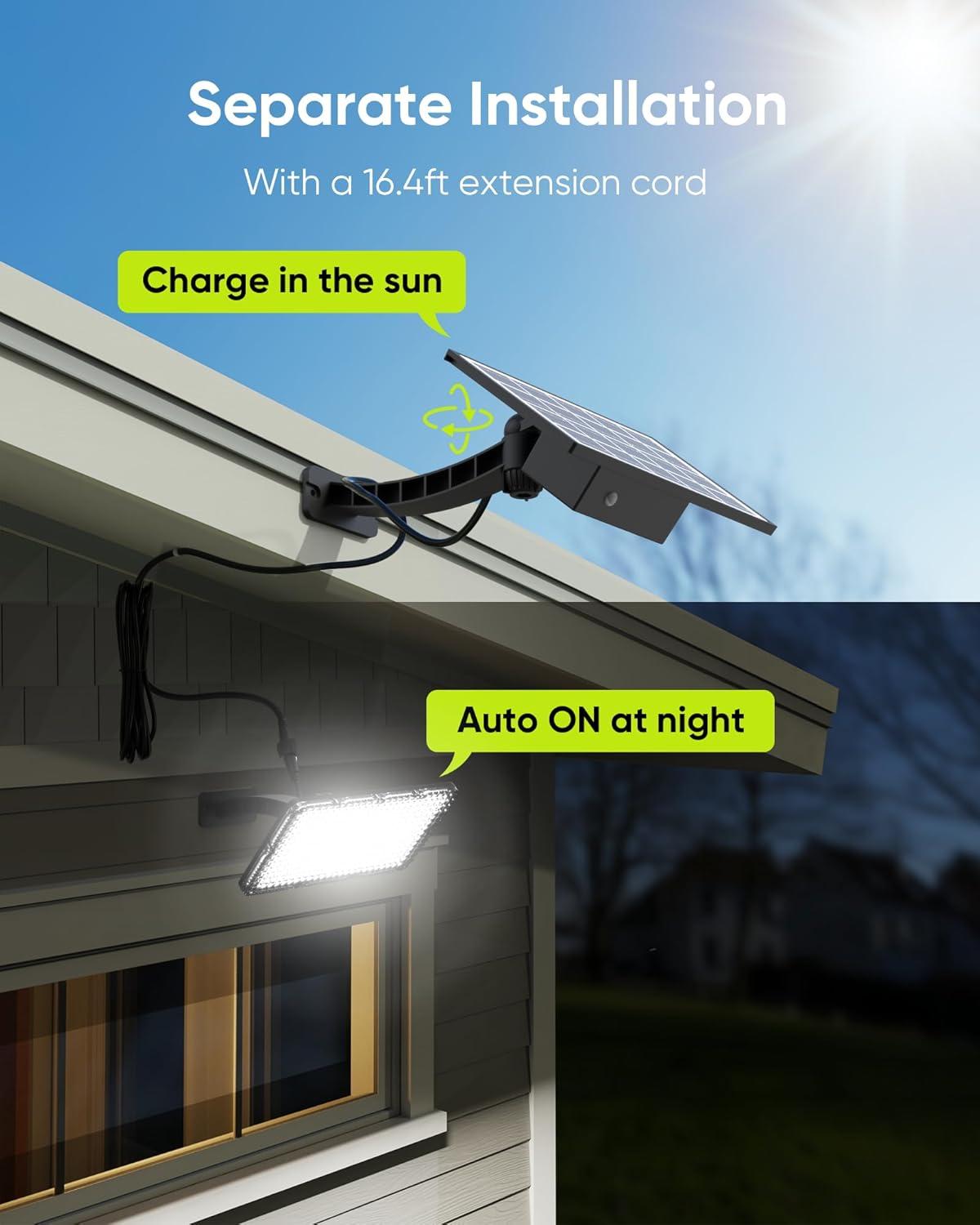 JACKYLED 1000 Lumens 299 LED Solar Lights Outdoor Bright Solar Dusk to Dawn Light with 4000mAh Battery, IP65 Waterproof Outdoor Solar Powered Security Flood Light for Wall Porch Shed Barn