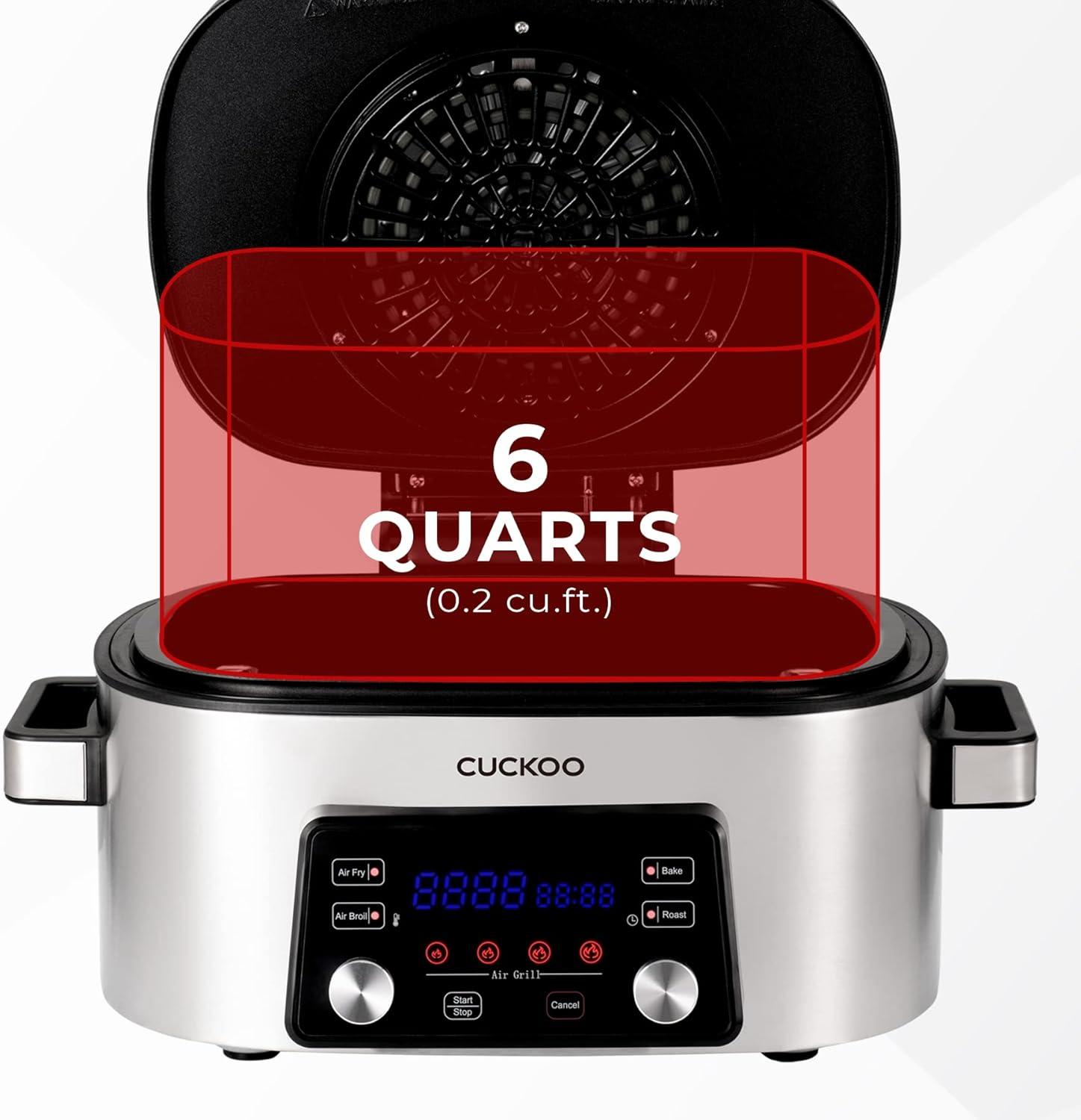 CUCKOO 1660W 6qt Countertop Air Grill and Fryer Toaster Oven Stainless Steel Finish