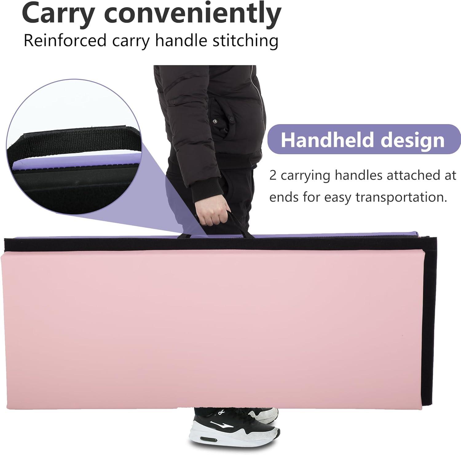 PayLessHere Gymnastics Mat - Folding Gymnastic Mat for Tumbling, Stretching, Yoga & Arts - Thick PU Leather - Indoor/Outdoor