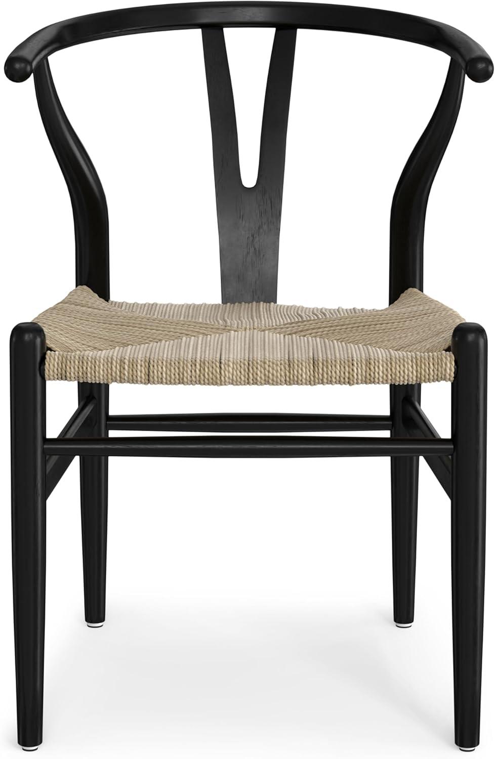 Simpli Home Chocolate Solid Wood Dining Chair with Y-Back Design in Mid-Century Modern Style (Set of 2) (Set of 2)