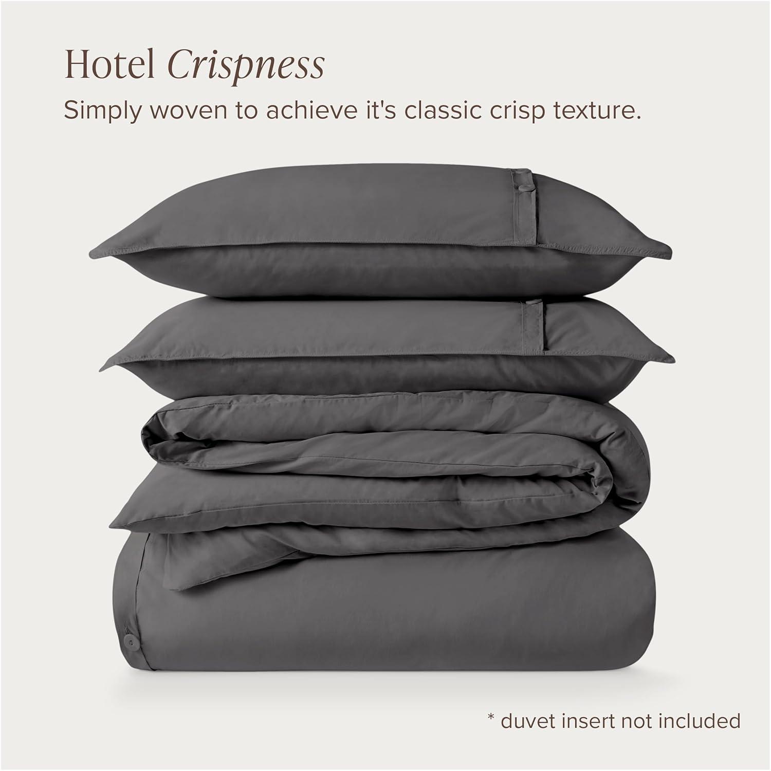 100% Organic Cotton Percale Full/Queen Duvet Cover and Sham Set Willow by Bare Home