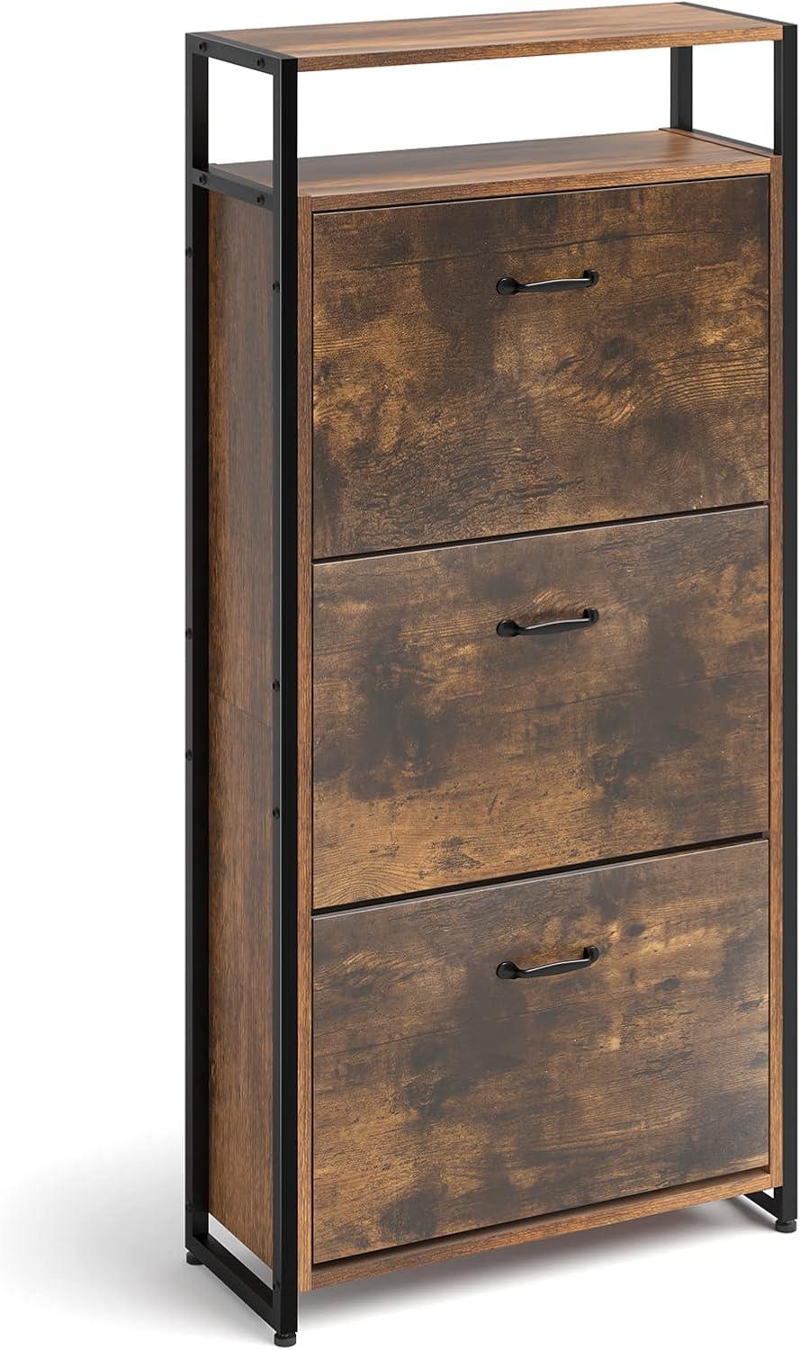 Rustic Style Wooden Shoe Cabinet with 3 Drawers for Entryway ,Living Room,Balcony