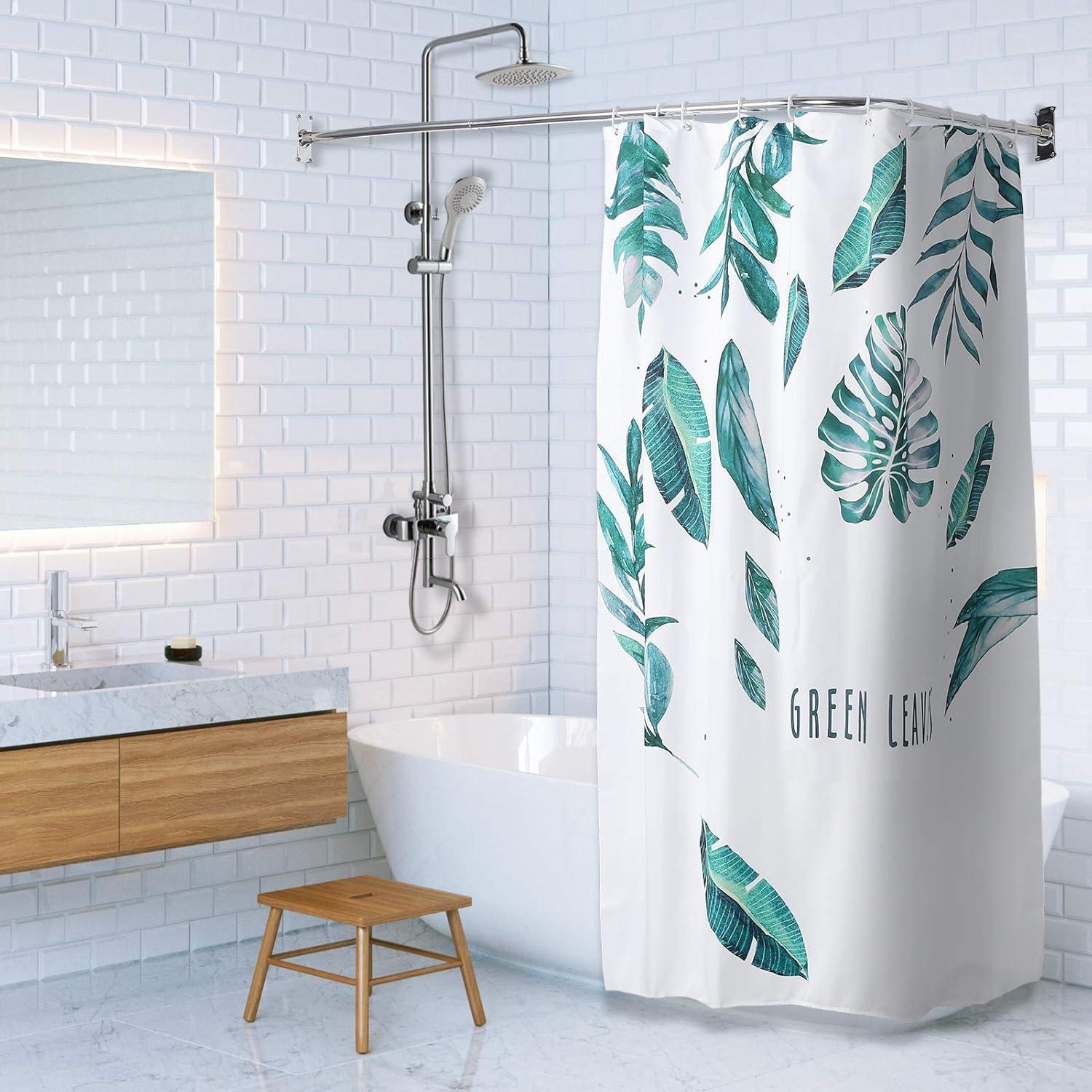 PrettyHome L Shapaed Bathroom Bathtub Corner Shower Curtain Rod Large Space 28"x68",Chrome Finished