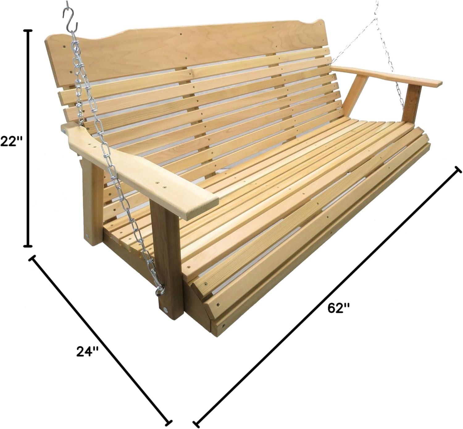 5' Natural Cedar Porch Swing with Chains and Springs