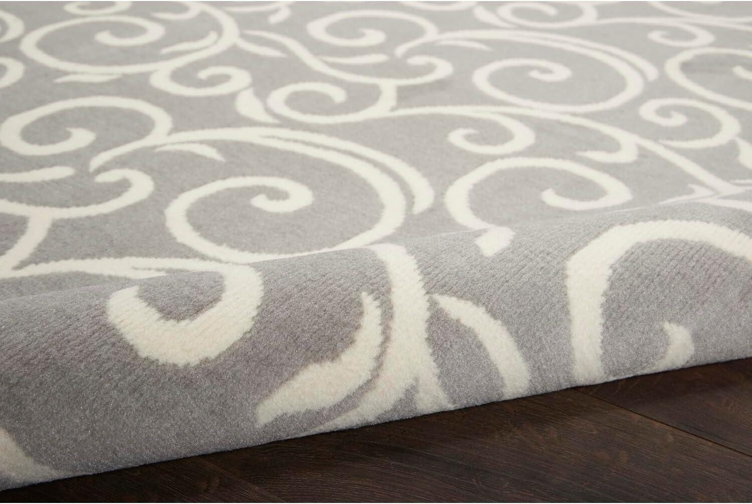 Nourison Grafix 7'10" x 9'10" (8' x 10') Grey Area Rug Bohemian Contemporary Botanical by Nourison