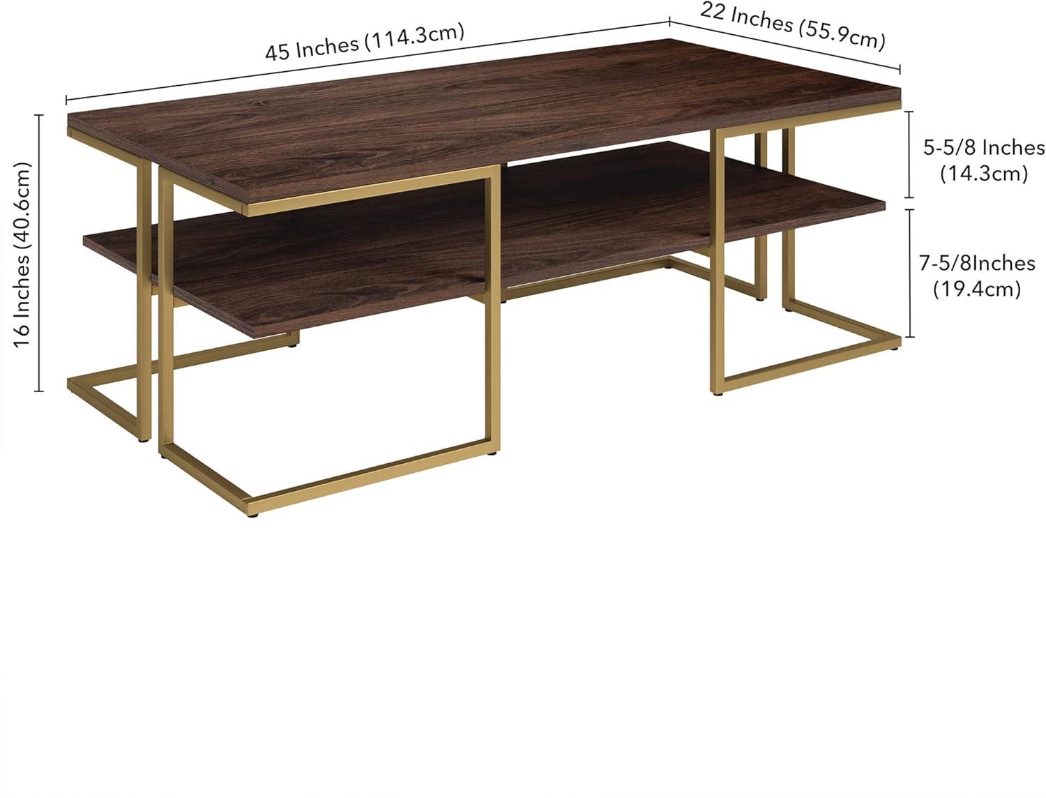 Henn&Hart 45" Gold Coffee Table