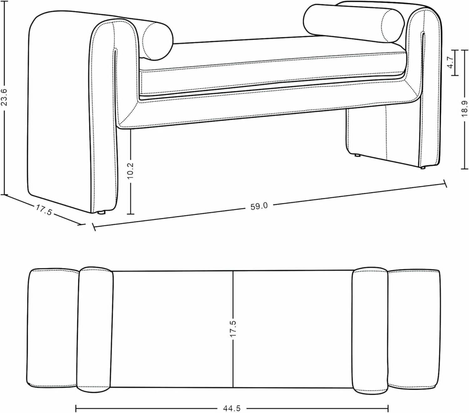 Manhattan Comfort 59" Concord Modern Chenille Upholstered Bench