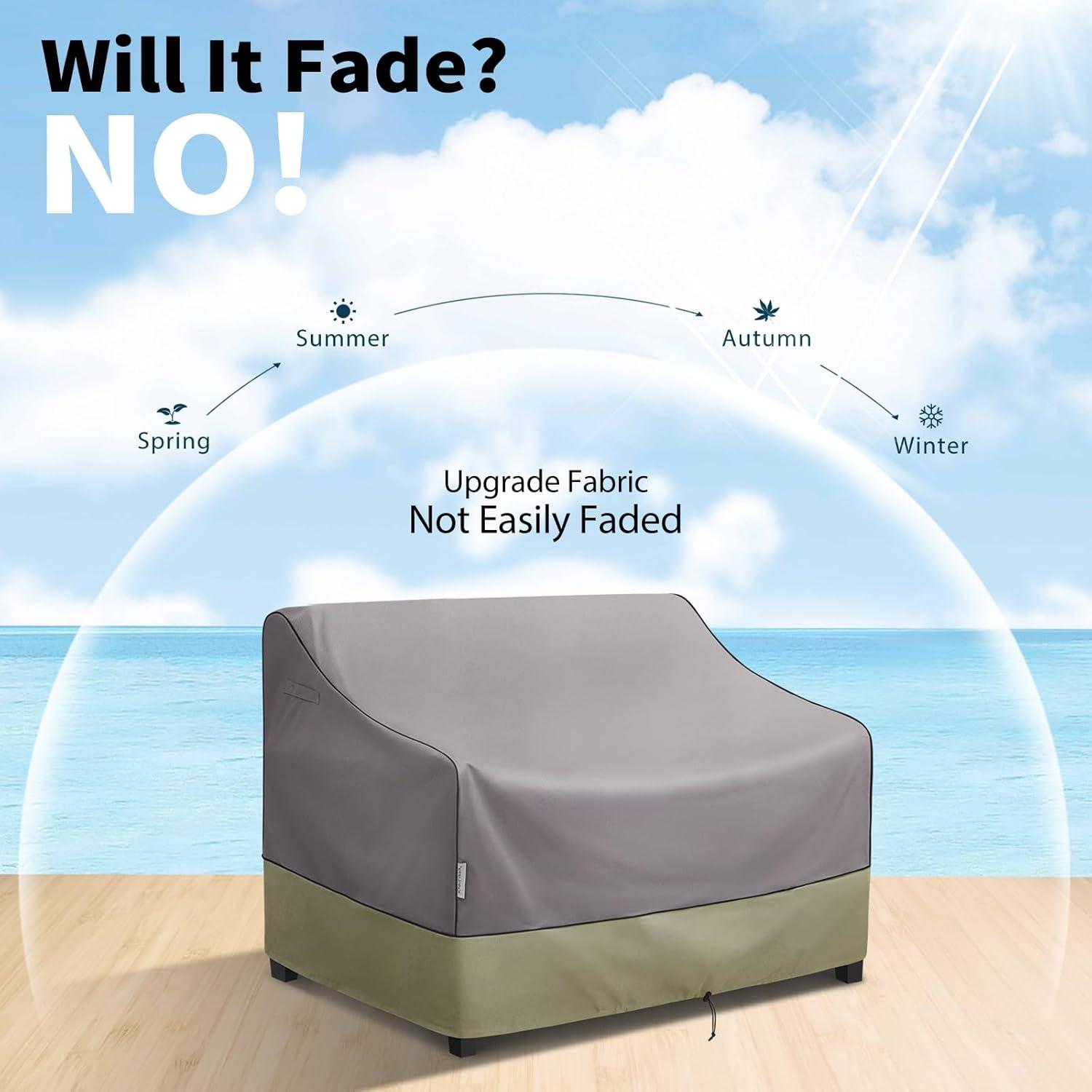 KylinLucky Outdoor Furniture Sofa Covers Waterproof 58 x 40 x 33 inches, 2-Seater Deep Seat Loveseat Cover Grey