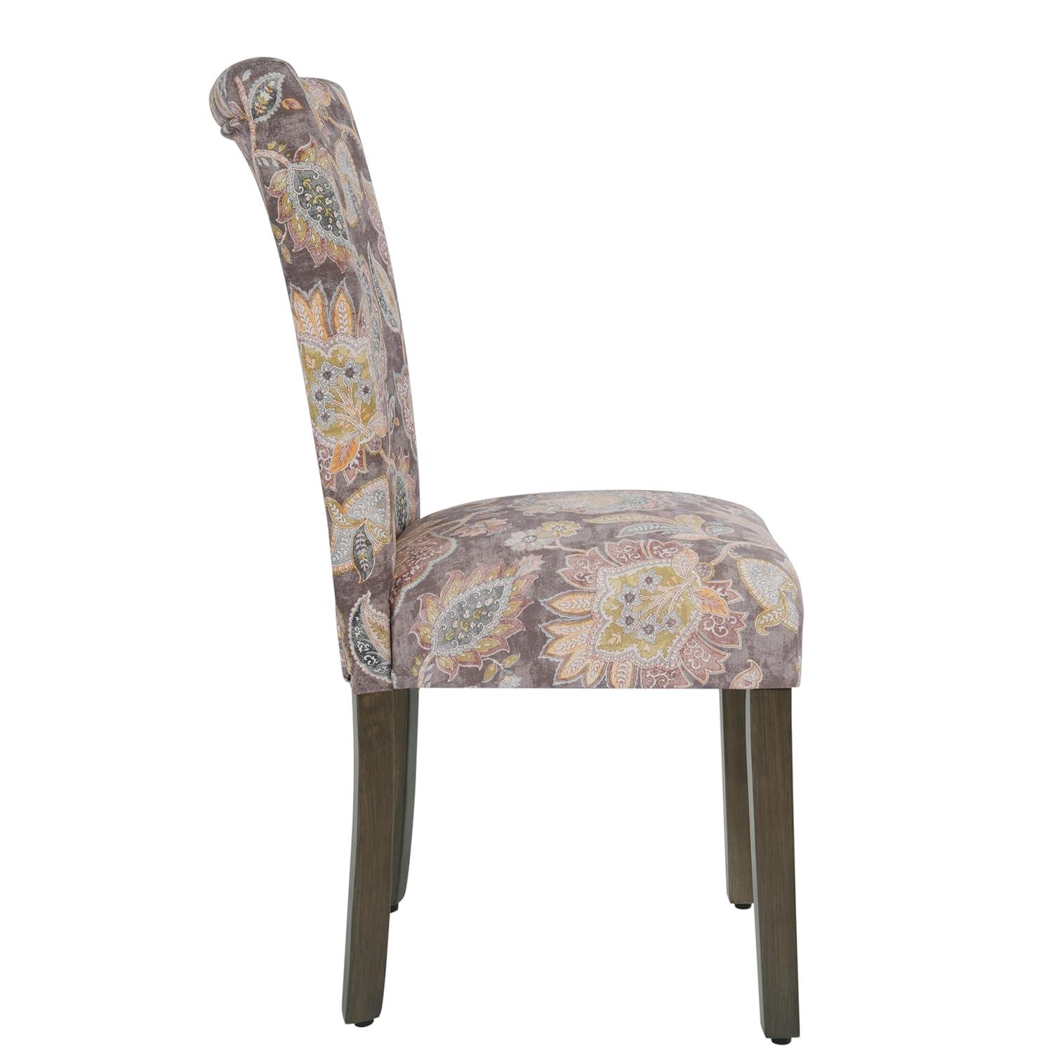 HomePop Parsons Classic Upholstered Accent Dining Chair, Set of 2, Multicolor Gray Floral