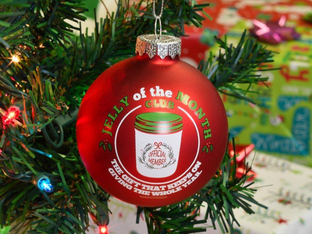 Red Glass Round Christmas Ornament with Jelly of the Month Club Design