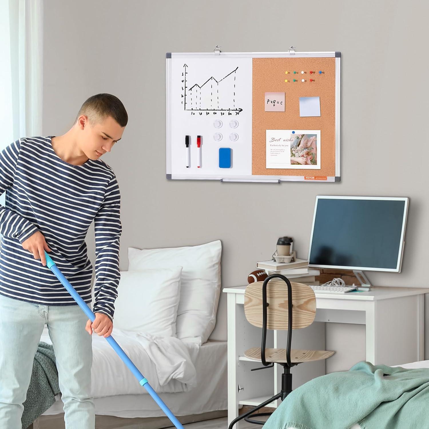 VEVOR Whiteboard & Cork Board Combo with Aluminum | Wayfair