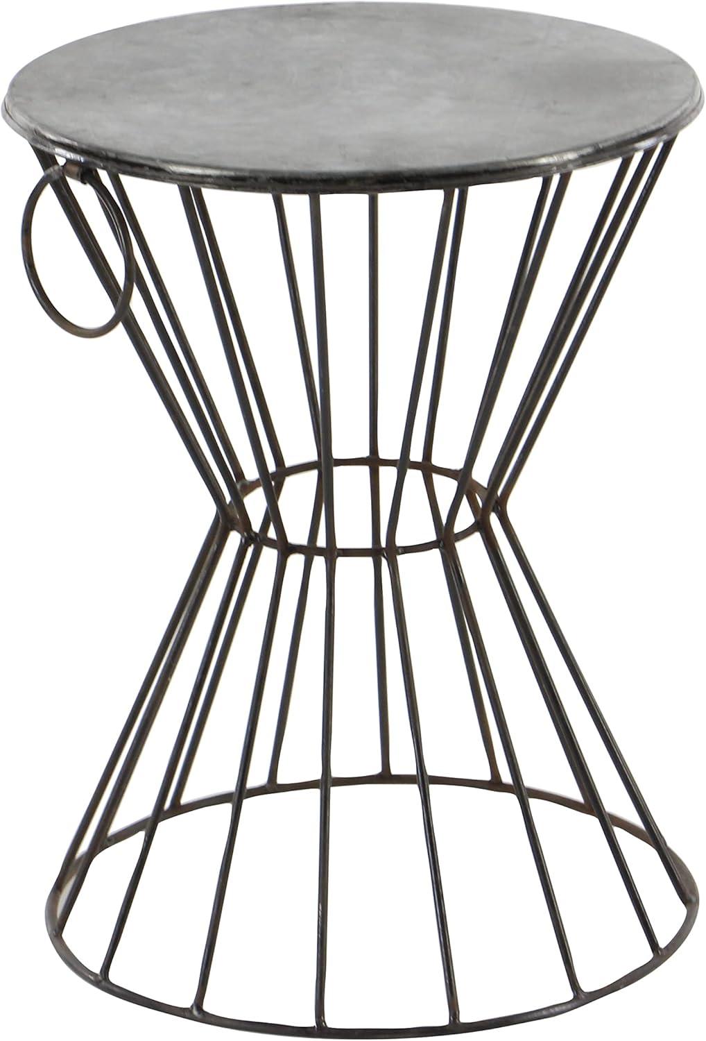 Metal Stool Patio Accent Table - Olivia & May: Round Iron Frame, No Assembly, Fade-Resistant