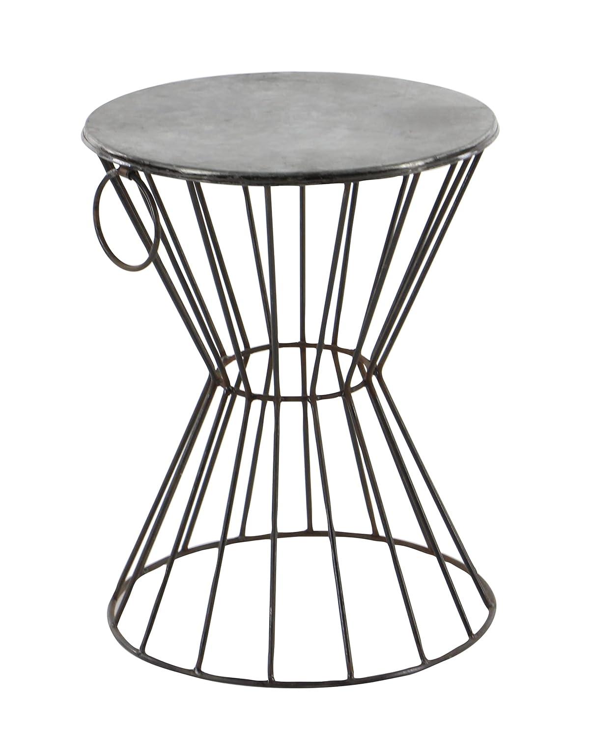 Metal Stool Patio Accent Table - Olivia & May: Round Iron Frame, No Assembly, Fade-Resistant