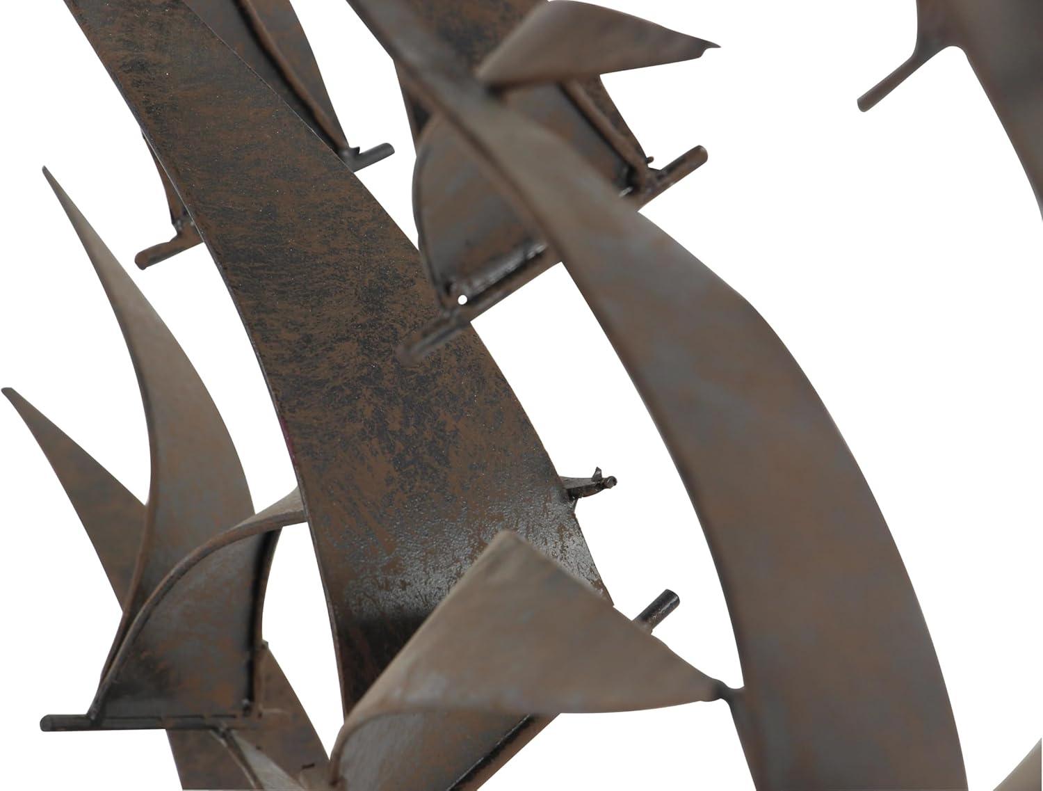 DecMode Black Metal Sleek Flying Flock Of Bird Wall Decor