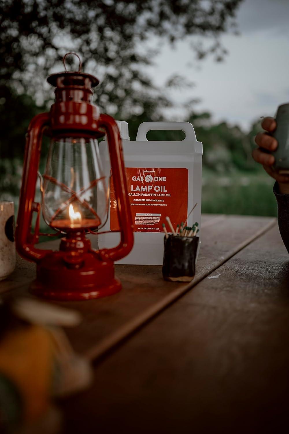 GasOne 1 Gallon Liquid Paraffin Lamp Oil – Multifunctional Lamp Oil Smokeless Odorless Indoor Ideal for Lamps, Lanterns, Tiki Torch – Safe Packaging