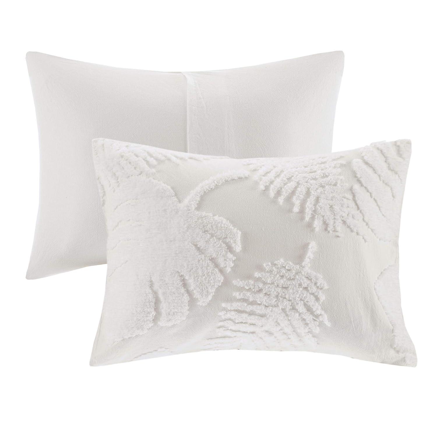 Madison Park Bahari Tufted Cotton Chenille Palm Duvet Cover Set