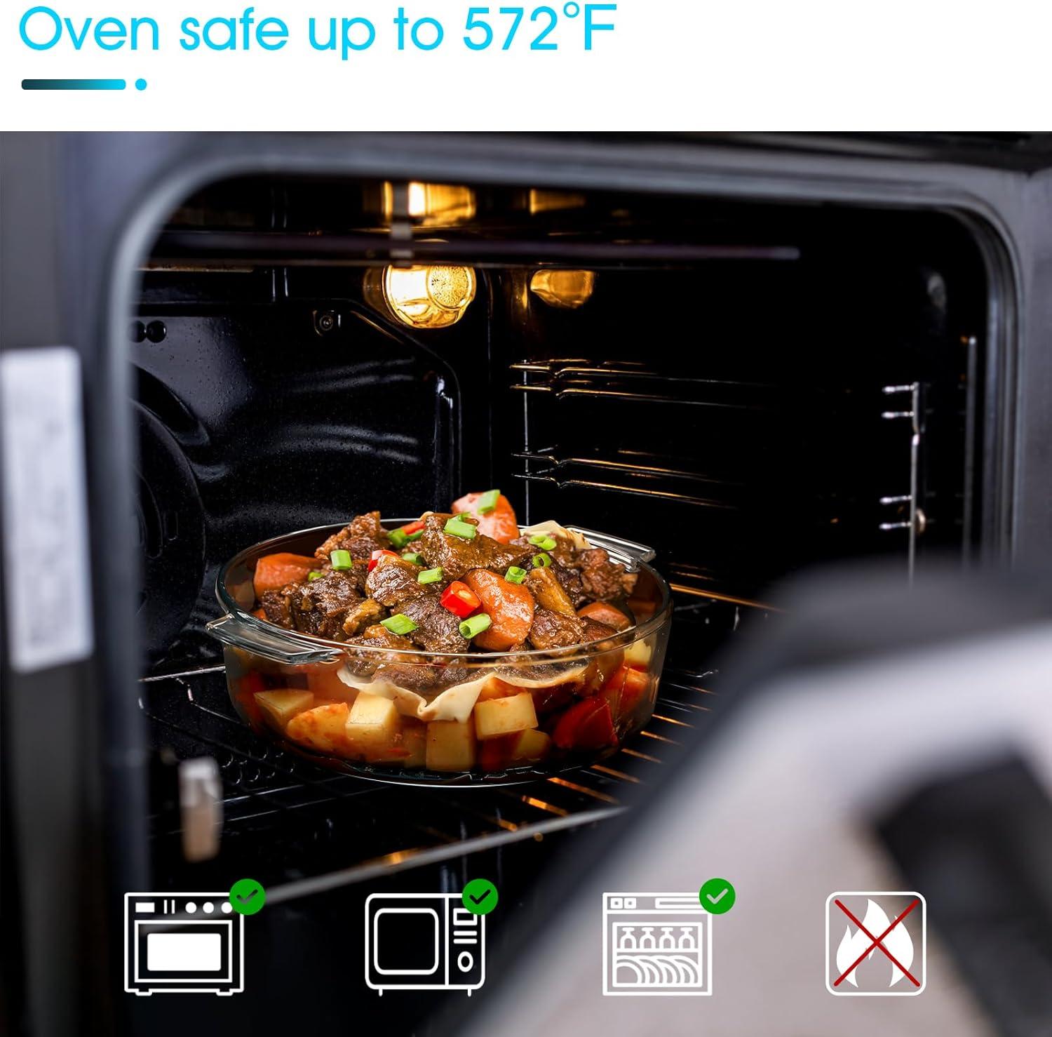 NUTRIUPS 0.8L Glass Casserole Dish with Lid Oven Safe Square Casserole Dish 5.9in Glass Microwave Bowl With Lid Microwavable Cookware (25oz-Mini)