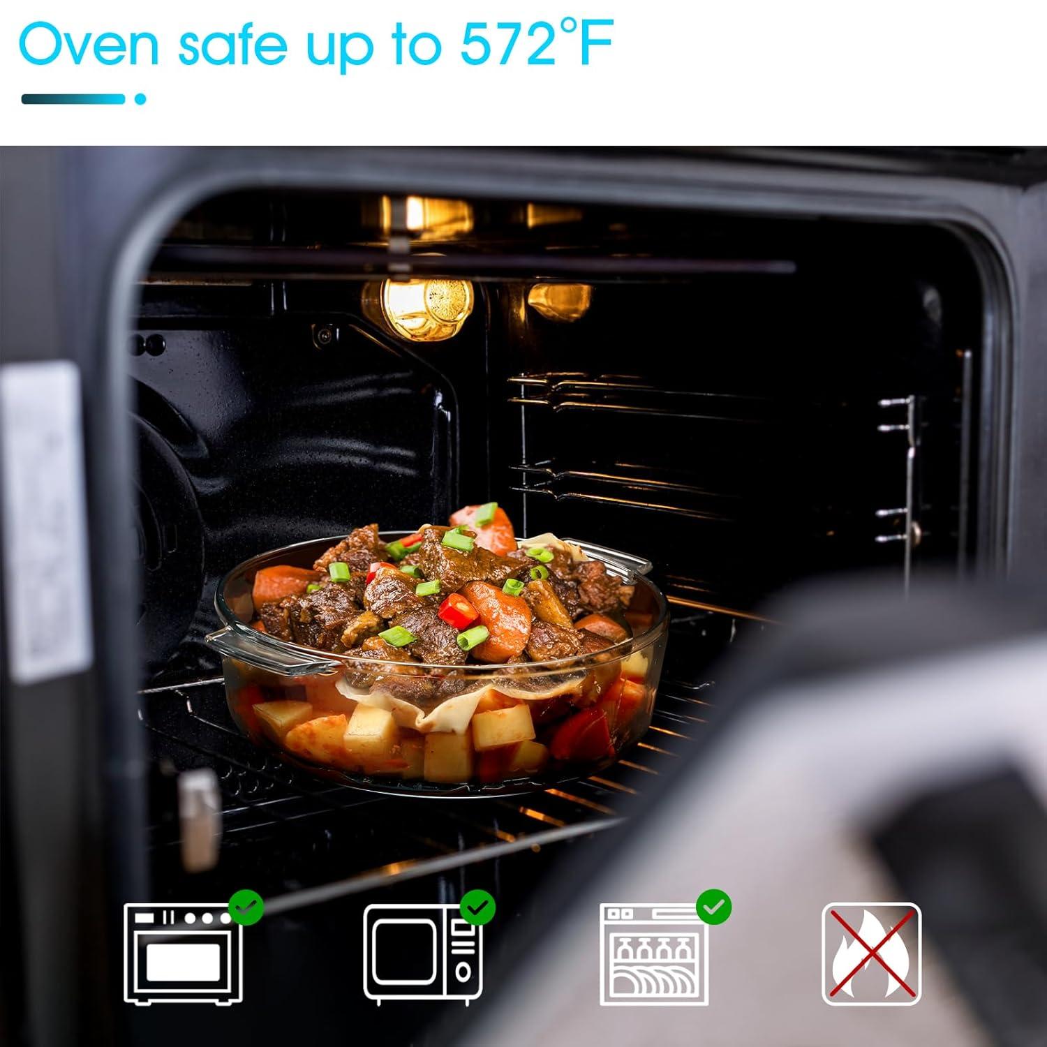 NUTRIUPS 0.8L Glass Casserole Dish with Lid Oven Safe Square Casserole Dish 5.9in Glass Microwave Bowl With Lid Microwavable Cookware (25oz-Mini)