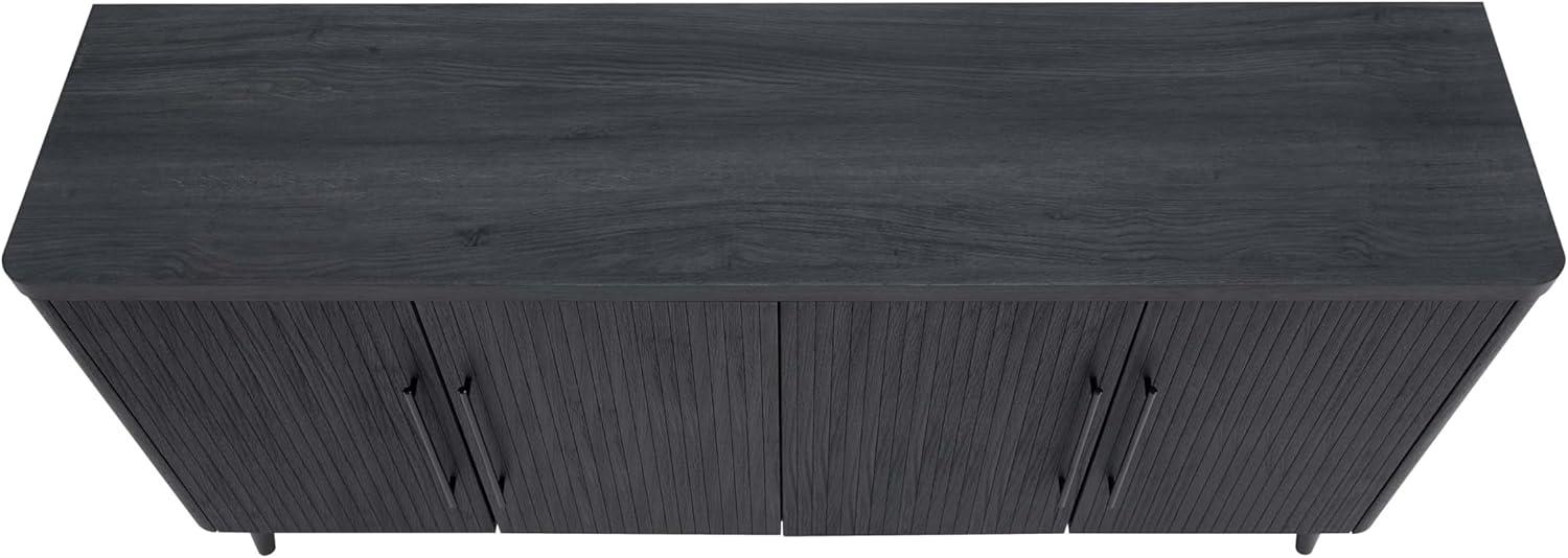 Manhattan Comfort Jodie 65" Mid-Century Modern Sideboard with 8 Adjustable Shelves in Charcoal Gray