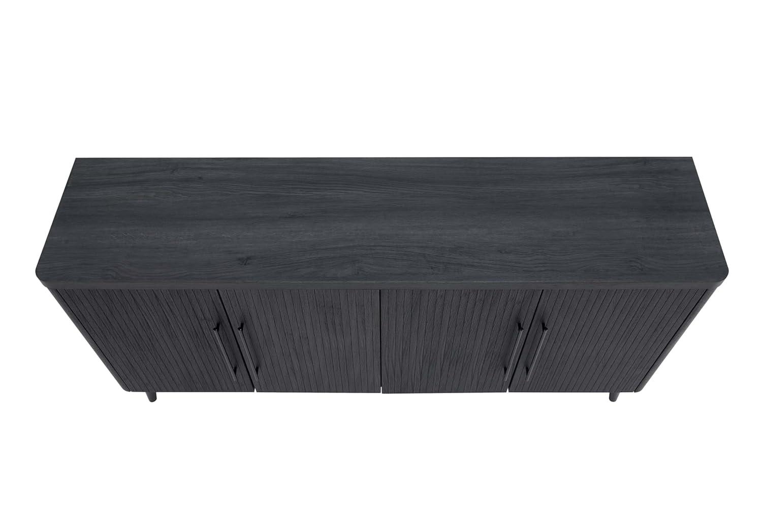 Manhattan Comfort Jodie 65" Mid-Century Modern Sideboard with 8 Adjustable Shelves in Charcoal Gray