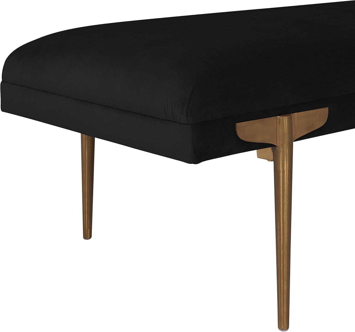 Elegant Brno Black Velvet Bench with Gold Stainless Steel Legs