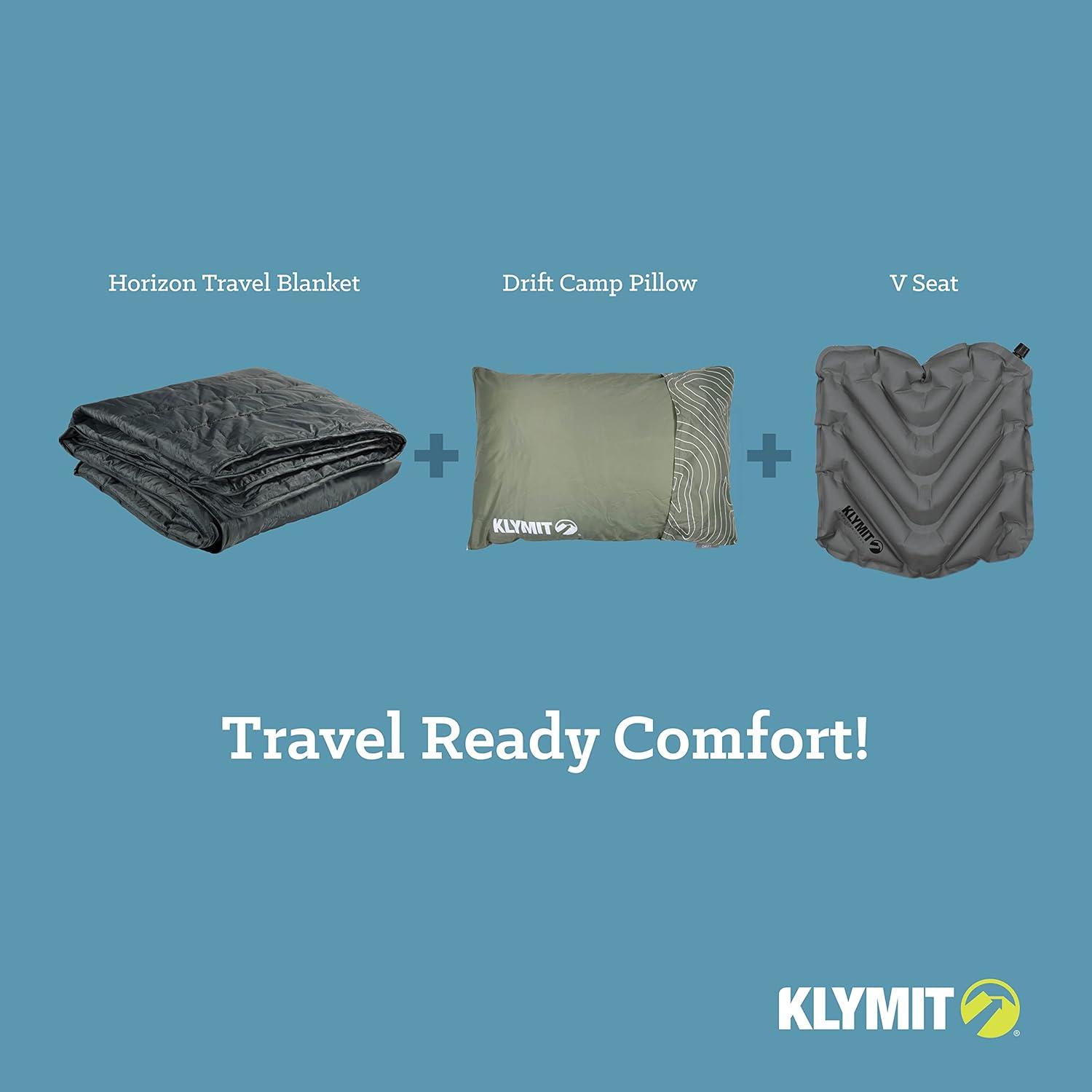 Klymit Horizon Travel Blanket Lightweight Durable Camping Blanket, Gray