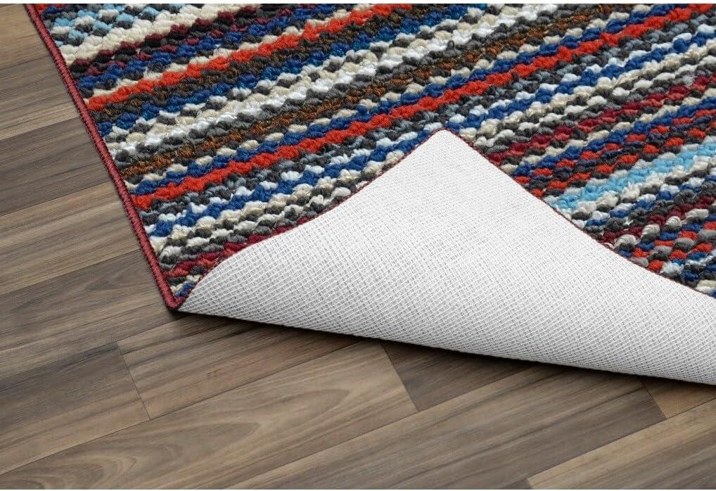 Kandace Striped Tufted Blue/Red/Gray Area Rug